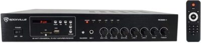 Rockville RCS80-1 60 Watt 70V Commercial Amplifier, Bluetooth, 2 Mic Inputs Perfect for Restaurants, Bars, Cafs, Schools, Conference Rooms, Lounges
