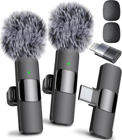 Mini Mic Pro Wireless Microphone for iPhone, iPad, Android, Lavalier Microphone for Video Recording - 2 Pack iPhone Mic Crystal Clear Recording with USB-C for Podcast, ASMR Mini Mic Pro Wireless Microphone for iPhone, iPad, Android, Lavalier Microphone for Video Recording - 2 Pack iPhone Mic Crystal Clear Recording with USB-C for Podcast, ASMR