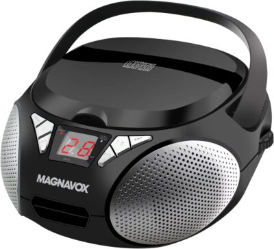 Magnavox MD6924 Portable Top Loading CD Boombox with AM/FM Stereo Radio in Black | CD-R/CD-RW Compatible | LED Display | AUX Input | Programmable CD Player | 1.6 watts of audio Magnavox MD6924 Portable Top Loading CD Boombox with AM/FM Stereo Radio in Black | CD-R/CD-RW Compatible | LED Display | AUX Input | Programmable CD Player | 1.6 watts of audio