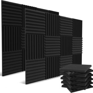 52 Pack Acoustic Panels 1 X 12 X 12 Inches – Acoustic Foam – High Density- Soundproof Studio Wedges – Charcoal