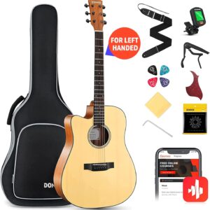 Donner Left Handed Acoustic Guitar Kit for Beginner Adult Full Size Cutaway Lefty Acustica Guitarra Bundle Set with Bag Strap Tuner Capo Pickguard String, 41 Inch, DAG-1CL Donner Left Handed Acoustic Guitar Kit for Beginner Adult Full Size Cutaway Lefty Acustica Guitarra Bundle Set with Bag Strap Tuner Capo Pickguard String, 41 Inch, DAG-1CL