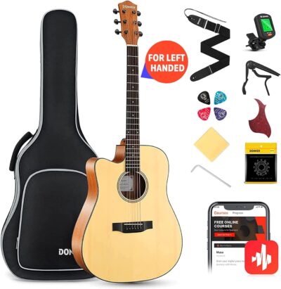 Donner Left Handed Acoustic Guitar Kit for Beginner Adult Full Size Cutaway Lefty Acustica Guitarra Bundle Set with Bag Strap Tuner Capo Pickguard String, 41 Inch, DAG-1CL Donner Left Handed Acoustic Guitar Kit for Beginner Adult Full Size Cutaway Lefty Acustica Guitarra Bundle Set with Bag Strap Tuner Capo Pickguard String, 41 Inch, DAG-1CL