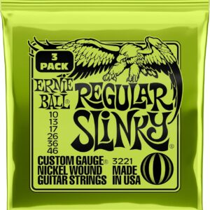 Ernie Ball Regular Slinky Nickel Wound Electric Guitar Strings 3-pack, 10-46 Gauge (P03221)