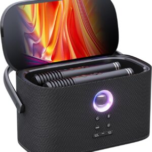 Portable Karaoke Machine for Adults, Built-in Lyrics Display and Screen, 2 Self-Charging Wireless Microphones, Karaoke App, 140W Speaker, Connects to TV for Home Party Birthday Outdoor Camping