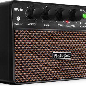 FBA-10 Guitar Amp, 10W Mini Electric Guitar Amplifier with Clean/Drive Channel, 6H Working, USB-C Rechargeable, 3.5mm Headphone/AUX Jack, Wireless Portable Amp for Indoor Practice, Traveling