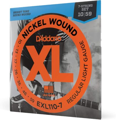 D'Addario Guitar Strings - XL Nickel Electric Guitar Strings - EXL110-7 - Perfect Intonation, Consistent Feel, Reliable Durability - For 6 String Guitars - 10-59 Regular Light 7-String