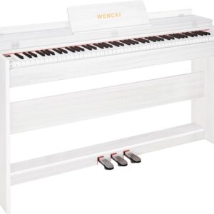 WENCAI 88 Key Fully Weighted Digital Piano Keyboard, 88 Keys Hammer Action Electric Pianos, Wooden Classic Upright Electronic Piano for Beginner, Professional, Midi Compatible, Triple Pedal (White)