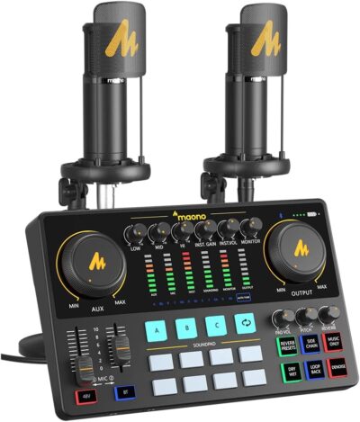 MAONO-MaonoCaster-Podcast Equipment Bundle for 2-includes All-in-one Audio Interface with Premium Mic Preamp, XLR Condenser Microphone, and 3.5MM Mic for Podcast Recording, Streaming, DJ (AME2 Duo) MAONO-MaonoCaster-Podcast Equipment Bundle for 2-includes All-in-one Audio Interface with Premium Mic Preamp, XLR Condenser Microphone, and 3.5MM Mic for Podcast Recording, Streaming, DJ (AME2 Duo)