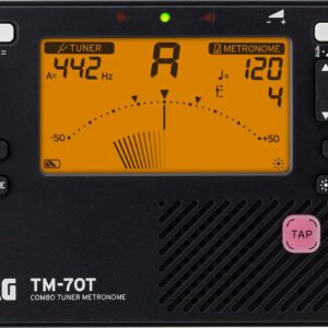Korg TM-70T Tuner and Metronome w/ Sound Out Mode, Transpose Mode, and Chromatic Mode – Black