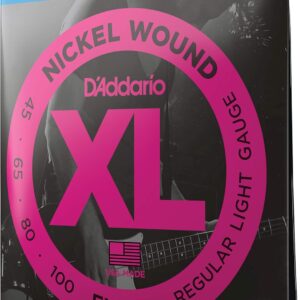 D’Addario Electric Bass Guitar Strings, XL Nickel, EXL170, Regular Light Gauge 45-100, 4-String Set, Pack of 1