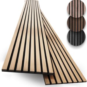 2-Pack Wood Panels for Wall – Acoustic Wood Slat Wall Panels, Soundproof Wooden Paneling for Interior Decor