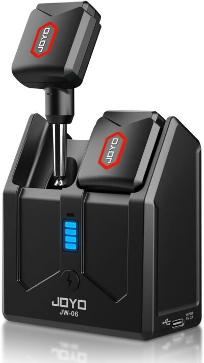 JOYO Wireless Guitar System 5.8GHz Wireless Guitar Transmitter Receiver with Charging Box 4 Signal Channel for Guitar Bass Electric Instruments (JW-06)