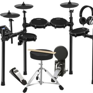 AODSK Electric Drum set for Adults Beginner with 225 Sounds and 15 Drum Kits,USB MIDI,Silent Mesh Drum Set with Heavy Duty Pedals,Contains Drum Throne,Drumsticks,Headphones,UAED-500
