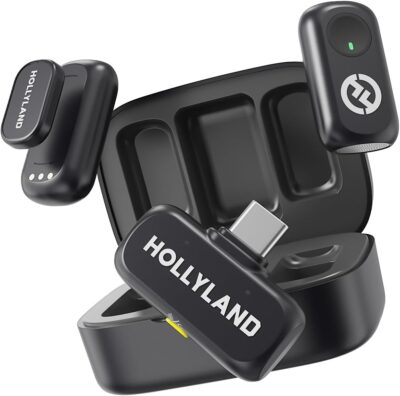 Hollyland LARK A1 Wireless Microphone for iPhone 15/16 & Android, 48kHz/24-bit, 3-Level Intelligent Noise Cancel, Mini Microphone for YouTube, Podcast, Vlogging (Black, 2TX + USB-C RX + Charging Case) Hollyland LARK A1 Wireless Microphone for iPhone 15/16 & Android, 48kHz/24-bit, 3-Level Intelligent Noise Cancel, Mini Microphone for YouTube, Podcast, Vlogging (Black, 2TX + USB-C RX + Charging Case)