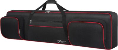 SNIGJAT 88 Key Keyboard Case Soft (Size: 53.5"x13.8"x6.8"), Padded Piano Case with Handle and Adjustable Shoulder Straps, Keyboard Gig Bag with 3 Pockets for Music Sheet Stand, Sustain Pedals, Cables