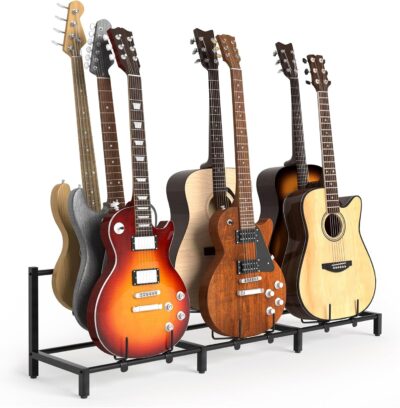 Bikoney 7-Holder Guitar Stand for Acoustic, Electric, Bass - Adjustable Guitar Rack, Accessories Gifts for Men, Home Studio Floor Display