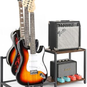 Bikoney Guitar Stand for 3 Electric Bass Guitars with Amp Stand – Heavy Duty Adjustable Guitar Rack Holder for Multiple Guitars & Accessories – Display & Storage Solution for Music Studio Home Bikoney Guitar Stand for 3 Electric Bass Guitars with Amp Stand – Heavy Duty Adjustable Guitar Rack Holder for Multiple Guitars & Accessories – Display & Storage Solution for Music Studio Home