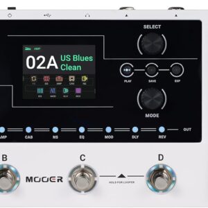 MOOER GE150 Pro Guitar Amp Modelling Multi Effects, Reverb, Delay, Looper Drum with 4 Footswiches, Expression Pedal, USB OTG Live Recording, MNRS GNR and GIR Loader