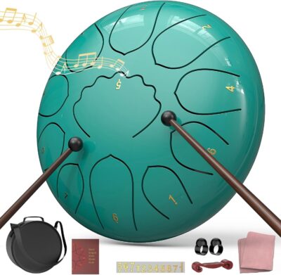 Rain Drum for Outside Garden, 8 Inches 11 Notes Steel Tongue Drum, Waterproof Meditation Rain Chime, Musical Instruments for Adult Gift with Bag, Music Book, Mallets (Lake Blue) Rain Drum for Outside Garden, 8 Inches 11 Notes Steel Tongue Drum, Waterproof Meditation Rain Chime, Musical Instruments for Adult Gift with Bag, Music Book, Mallets (Lake Blue)