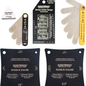 MusicNomad Precision 6 pc. Guitar Setup Gauge Tool Set – Plus 24 pg. Instructional Booklet and Storage Case (MN604)