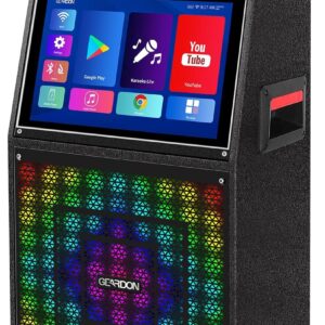 Karaoke Machine with Lyrics Display Screen for Adults, 15 Inches Tablet, Bluetooth Speaker w/ 2 Rechargeable UHF Mics, 1000W Peak Power, DJ Lights, Portable Karaoke System for Any Occasion