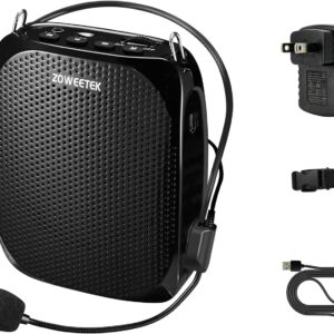 ZOWEETEK ZW-Z258 Portable Rechargeable Mini Voice Amplifier for Teachers with Wired Microphone Headset and Waistband,Supports MP3 Format Audio for Speech, Class, Training,Tour Guide,Power Amplifiers