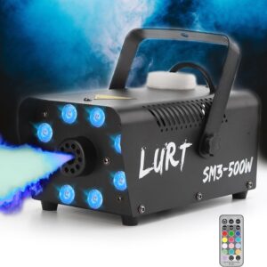 LURT Fog Machine Mini Smoke Machine 13 Colorful Lights 500W 2500CFM Small with Wireless Remote Control Auto Mode Portable for Indoor Outdoor Party Wedding Halloween DJ and Stage Effect,Fuse Protection
