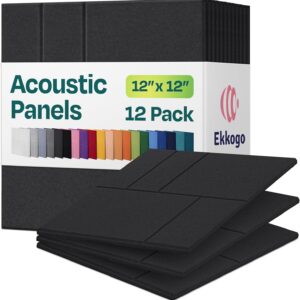 Acoustic Panels 12-Pack Soundproof Wall Panels 12"x12"x0.4" Decorative Sound Dampening for your Home, Office, Studio, Bedroom & More with Unique GridFrame Carving [Dark Gray]