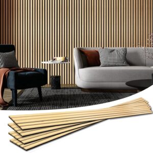 Art3d 4-Piece Wood Slat Acoustic Panels for Stylish Decor and Noise Reduction, 3D Textured Panel for Ceiling and Wall, Oak