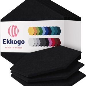 Acoustic Panels 12-Pack Soundproof Wall Panels 12"X10.4"X0.4" Sound Panels High Density Sound Dampening Panels - [Deep Black Hexagon]