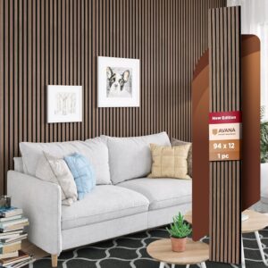 Avana Modern Acoustic Wood Wall Panels  94.4 x 12.6 Inch Walnut Acoustic Panels 1 PC  Wall Panels For Interior Wall Decor For Homes, Offices, Studios  Sturdy & Durable Wood Panels For Wall