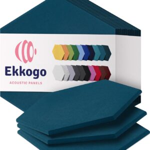 Acoustic Panels 12-Pack Soundproof Wall Panels 12"X10.4"X0.4" Sound Panels High Density Sound Dampening Panels - [Ocean Turquoise Hexagon]