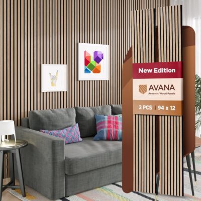 Avana Acoustic Wood Wall Panels  94.4 X 12.6 Inch White Oak Acoustic Panels 2 PCs  Wall Panels For Interior Wall Decor For Homes, Offices, Studios  Sturdy And Durable Wood Panels For Wall