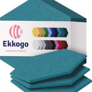 Acoustic Panels 12-Pack Soundproof Wall Panels 12"X10.4"X0.4" Sound Panels High Density Sound Dampening Panels - [Light Turquoise Hexagon]