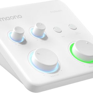 MAONO USB Audio Interface for PC: Interface with XLR Input 24-bit/192kHz Routing Software LOOPBACK ASIO Driver for Recording Music, Home-Studio, Guitar, Podcast, Streaming, DAW(PS22 Lite White)
