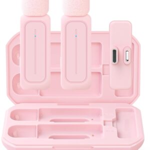 2 Pack Wireless Lavalier Microphone for iPhone iPad Android with Charging Case – 7H Clip on Lapel Microphone Wireless for Video Recording Vlogging, YouTube, Interview, 3 Mode Denoise (Pink) 2 Pack Wireless Lavalier Microphone for iPhone iPad Android with Charging Case – 7H Clip on Lapel Microphone Wireless for Video Recording Vlogging, YouTube, Interview, 3 Mode Denoise (Pink)