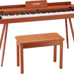 Electric Piano 88 Keys Digital Piano Weighted for Beginner Keyboard Piano Include Piano Bench Power Adapter Three Pedal Manual User (Wood Color)
