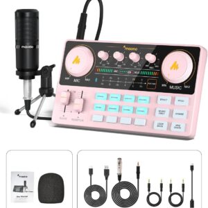 MAONO Podcast Equipment Bundle Audio mixer All-in-One Podcast Production Studio with 3.5mm Microphone for Live Streaming, Podcast Recording, PC, Smartphone, DJ MaonoCaster Lite (AU-AM200-S1)