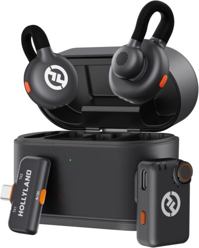 Hollyland Lark M2S Mini Combo (Camera RX+Type-C RX) Wireless Microphone for Camera/iPhone/Android/Laptop, 7g Lightweight, Titanium Clip, 300m Range, Content Creators, Online-Teaching, Streaming