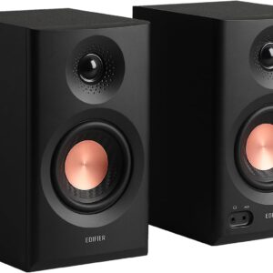 Edifier MR3 Powered Studio Monitor Speakers, Hi-Res Audio Certified Bluetooth V5.4 Active Bookshelf Loudspeakers, 2.0 Computer Speaker with Headphone Output RCA AUX Balanced TRS Input – Black (Pair)