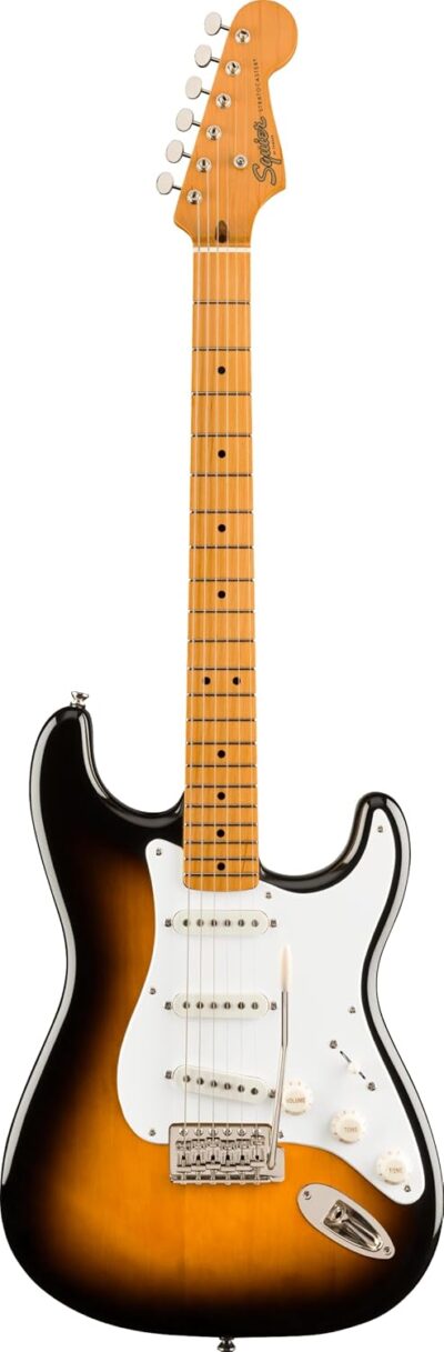 Squier Classic Vibe 50s Stratocaster Electric Guitar, with 2-Year Warranty, 2-Color Sunburst, Maple Fingerboard Squier Classic Vibe 50s Stratocaster Electric Guitar, with 2-Year Warranty, 2-Color Sunburst, Maple Fingerboard