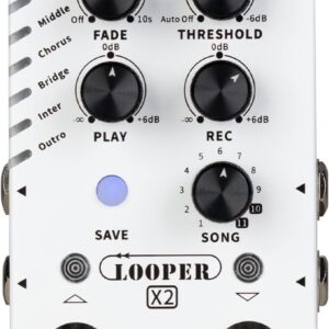 MOOER Looper X2 Stereo Electric Guitar Loop Pedal, Bass Guitar Looper Pedal, Acoustic Guitar Looper Pedal with 11 Banks, 300 Minutes, 77 save slots, Fade Out Function for practice and live show