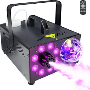 Fog Machine with Remote, Indoor/Outdoor Smoke Machine for Halloween & Parties, 600W 2000CFM, 13 Color LED Lights & Timer for DJ Stage, Wedding, Photography
