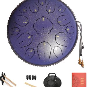 14 Inch 15 Notes D Major Steel Tongue Drum,Premium Adult’s Music Hand Drum Instrument,Clean Clear Ethereal Sounds,Purple 14 Inch 15 Notes D Major Steel Tongue Drum,Premium Adult’s Music Hand Drum Instrument,Clean Clear Ethereal Sounds,Purple