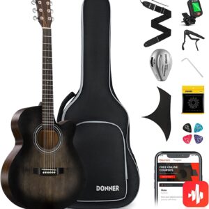 Donner Acoustic Guitar for Beginner Adult 40 Inch Cutaway Acustica Guitarra Bundle Kit with Pickup Online Lesson Bag Tuner Capo Strap Mini Jumbo Travel Teen Right Hand Black Brown DAJ-110CD Donner Acoustic Guitar for Beginner Adult 40 Inch Cutaway Acustica Guitarra Bundle Kit with Pickup Online Lesson Bag Tuner Capo Strap Mini Jumbo Travel Teen Right Hand Black Brown DAJ-110CD