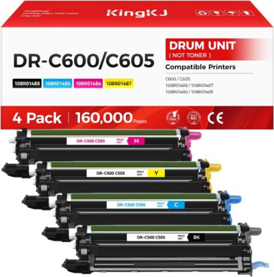 VersaLink C600 C605 Drum Unit 4-Pack Extra High Capacity Replacement for Xerox 108R01488 108R01487 108R01486 108R01485 Image-Drum to Use for Xerox VersaLink C600 C605 Printer Black Cyan Magenta Yellow