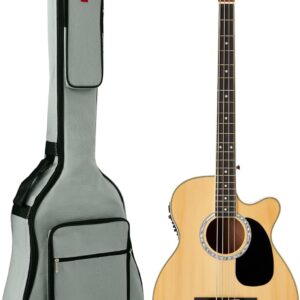 Best Choice Products Acoustic Electric Bass Guitar, Full Size 4 String, Fretted Bass Guitar w/Padded Gig Bag – Natural
