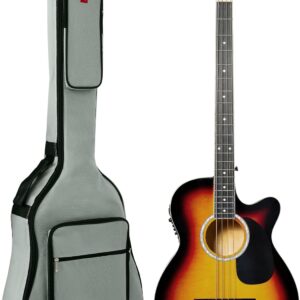 Best Choice Products Acoustic Electric Bass Guitar, Full Size 4 String, Fretted Bass Guitar w/Padded Gig Bag – Vintage Sunburst