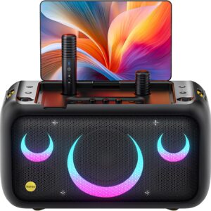 Karaoke Machine for Adults, with Lyrics Display Built-in 13.3″ Screen, Truly All in One Karaoke Machine with 2 Wireless Microphone (Hidden & Self Charging), 460W Bluetooth Speaker for Party, TV