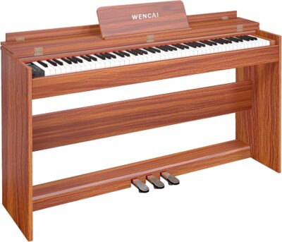88 Key Fully Weighted Digital Piano Keyboard, 88 Keys Hammer Action Electric Pianos,Triple Pedal Wooden Classic Upright Electronic Piano for Beginner, Professional, Midi Compatible(orange)